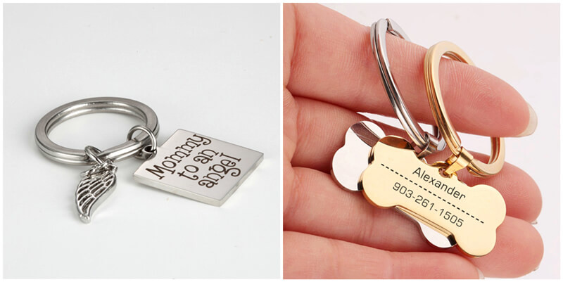 personalised engraved metal keyrings maker, wholesale personalized logo keychains supplier
